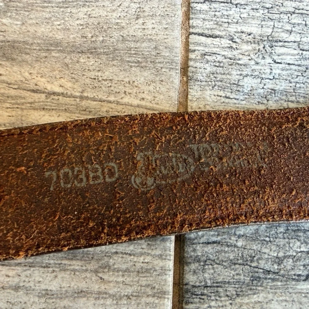 Justin Leather Western Belt 32 Brown Braided Concho Inlay Strap Mens Cowboy